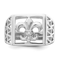 Sterling Silver Rhodium Plated CZ Fleur De Lis Ring view 5