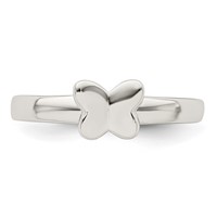Sterling Silver Rhodium-plated Polished Butterfly Ring view 5