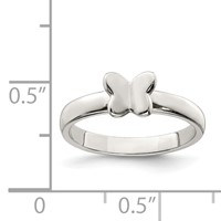 Sterling Silver Rhodium-plated Polished Butterfly Ring view 3