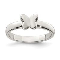 Sterling Silver Rhodium-plated Polished Butterfly Ring view 1