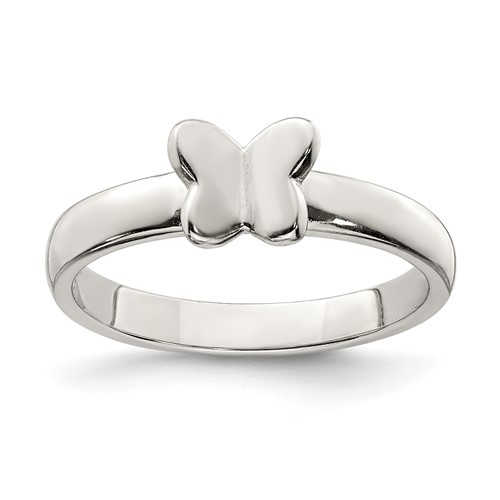 Sterling Silver Rhodium-plated Polished Butterfly Ring, Size 3