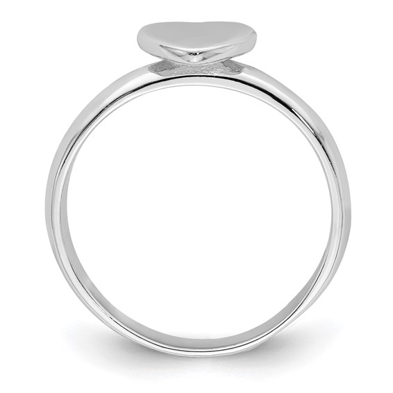 Sterling Silver Rhodium-plated Polished Heart Children's Ring