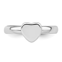 Sterling Silver Rhodium-plated Polished Heart Ring - Size 3 view 5