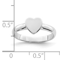 Sterling Silver Rhodium-plated Polished Heart Ring - Size 3 view 3