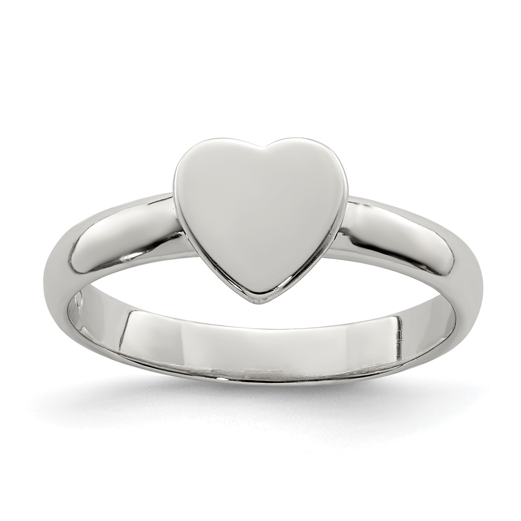 Sterling Silver Rhodium-plated Polished Heart Children's Ring (QR4459-3)