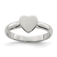 Sterling Silver Rhodium-plated Polished Heart Ring - Size 3 view 1