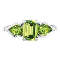 Sterling Silver Rhodium Peridot Ring view 5