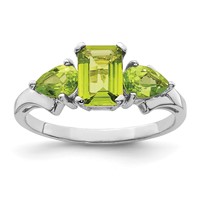 Sterling Silver Rhodium Peridot Ring view 1