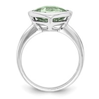 Sterling Silver Rhodium Green Quartz Ring view 2