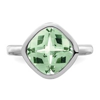 Sterling Silver Rhodium Green Quartz Ring view 5