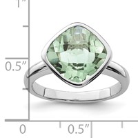 Sterling Silver Rhodium Green Quartz Ring view 3