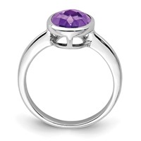 Sterling Silver Rhodium-plated Amethyst Ring view 2