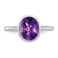 Sterling Silver Rhodium-plated Amethyst Ring view 4