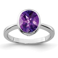 Sterling Silver Rhodium-plated Amethyst Ring view 1