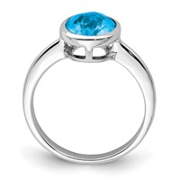 Sterling Silver Rhodium Blue Topaz Ring view 2