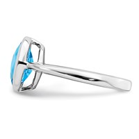 Sterling Silver Rhodium Blue Topaz Ring view 3