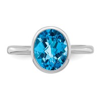 Sterling Silver Rhodium Blue Topaz Ring view 4