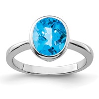 Sterling Silver Rhodium Blue Topaz Ring view 1