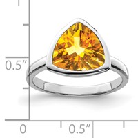 Sterling Silver Rhodium Citrine Ring view 3