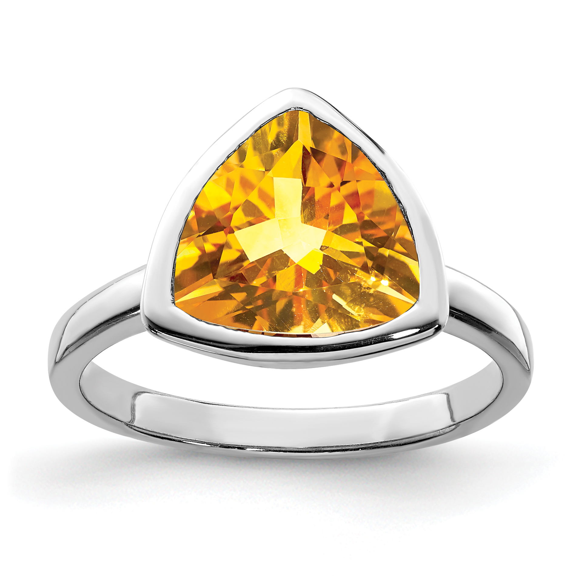 Sterling Silver Rhodium Citrine Ring (QR4465CI-6)