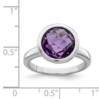 Sterling Silver Rhodium-plated Amethyst Ring view 3