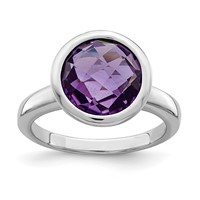 Sterling Silver Rhodium-plated Amethyst Ring view 1