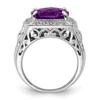 Sterling Silver Amethyst and Diamond Ring view 2