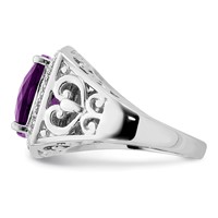 Sterling Silver Amethyst and Diamond Ring view 4