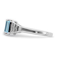 Sterling Silver Rhodium Plated Diamond & Light Swiss Blue Topaz Ring view 4