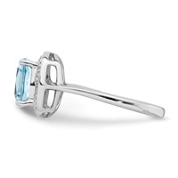 Sterling Silver Rhodium Plated Diamond & Light Swiss Blue Topaz Ring view 4