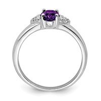 Sterling Silver Rhodium Plated Diamond and Amethyst Ring view 2