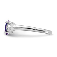 Sterling Silver Rhodium Plated Diamond and Amethyst Ring view 4