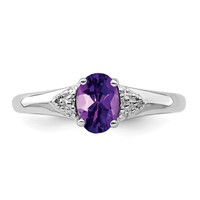 Sterling Silver Rhodium Plated Diamond and Amethyst Ring view 5