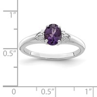 Sterling Silver Rhodium Plated Diamond and Amethyst Ring view 3