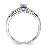 Sterling Silver Rhodium Plated Diamond and Tanzanite Ring view 2