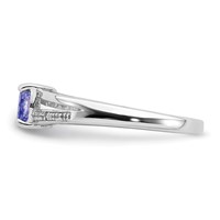 Sterling Silver Rhodium Plated Diamond and Tanzanite Ring view 4