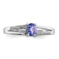 Sterling Silver Rhodium Plated Diamond and Tanzanite Ring view 5