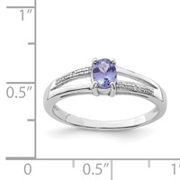 Sterling Silver Rhodium Plated Diamond and Tanzanite Ring view 3