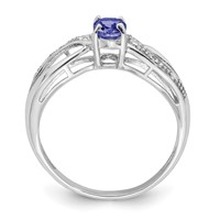 Sterling Silver Rhodium Plated Diamond and Tanzanite Ring view 2