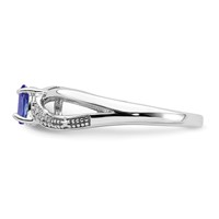 Sterling Silver Rhodium Plated Diamond and Tanzanite Ring view 4