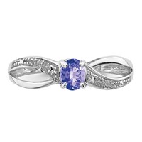 Sterling Silver Rhodium Plated Diamond and Tanzanite Ring view 5