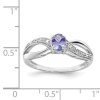 Sterling Silver Rhodium Plated Diamond and Tanzanite Ring view 3