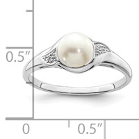 Sterling Silver Rhodium Plated Diamond and FW Cultured Pearl Ring view 4