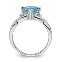 Sterling Silver Rhodium Plated Diamond & Lt Swiss BT Heart Ring view 2