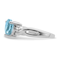 Sterling Silver Rhodium Plated Diamond & Lt Swiss BT Heart Ring view 4