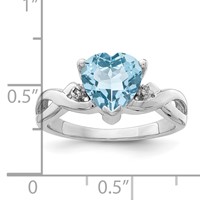 Sterling Silver Rhodium Plated Diamond & Lt Swiss BT Heart Ring view 3