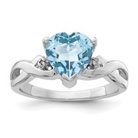 Sterling Silver Rhodium Plated Diamond & Lt Swiss BT Heart Ring view 1