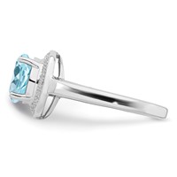 Sterling Silver Rhodium Plated Diamond & Light Swiss Blue Topaz Ring view 4