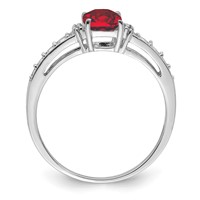 Sterling Silver Rhodium Plated Diamond and Garnet Cushion Ring view 2