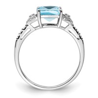 Sterling Silver Rhodium Plated Diamond and Sky Blue Topaz Ring view 2